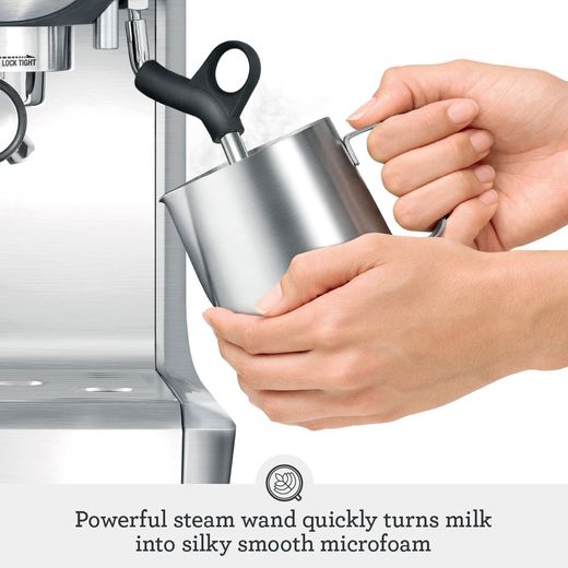Sage The Barista Express Espresso Coffee Machine with Integrated Burr Grinder - Brushed Steel - Annotation - Powerful stream shot